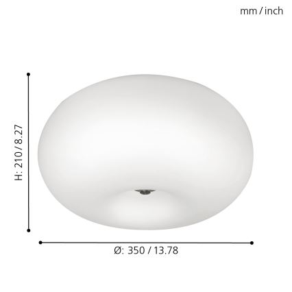 EGLO 86812 - Plafondlamp OPTICA 2xE27/60W/230V opaalglas