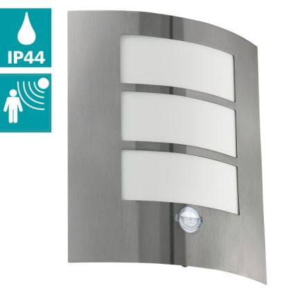 EGLO 88142 - Buiten wandlamp met sensor CITY 1xE27/15W/230V IP44