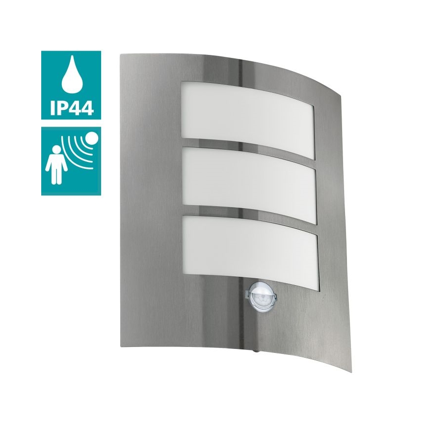 EGLO 88142 - Buiten wandlamp met sensor CITY 1xE27/15W/230V IP44