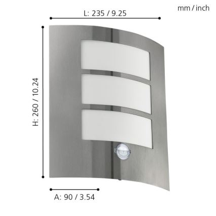 EGLO - Buiten wandlamp met sensor 1xE27/15W/230V IP44