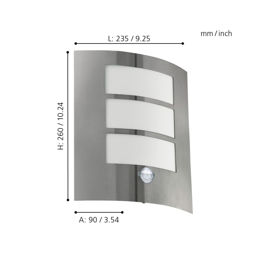 EGLO - Buiten wandlamp met sensor 1xE27/15W/230V IP44