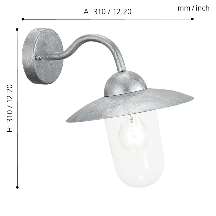 EGLO - Buiten wandlamp gegalvaniseerd staal IP44