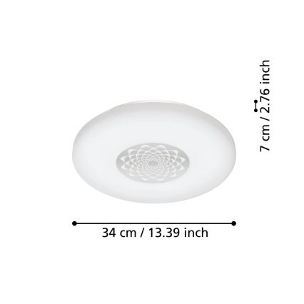 Eglo - Dimbare LED Plafond Lamp LED/15,6W/230V 2700-6500K