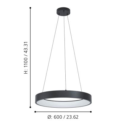 Eglo - Dimbare LED RGBW Hanglamp aan een koord LED/26W/230V 2700-6500K ZigBee