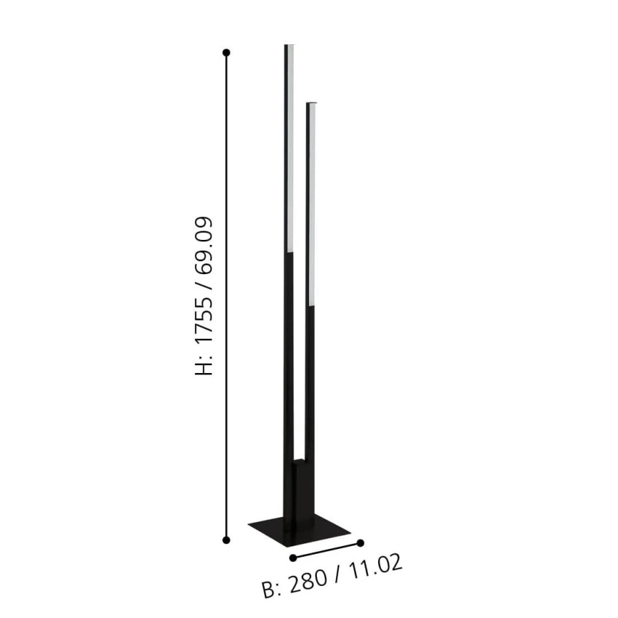 Eglo - LED RGBW Dimbare vloerlamp 2xLED/16W/230V zwart ZigBee