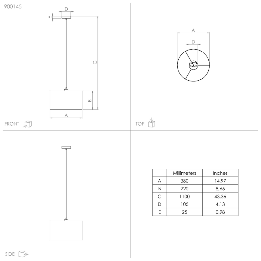 Eglo - Hanglamp aan een koord 1xE27/40W/230V diameter 38 cm