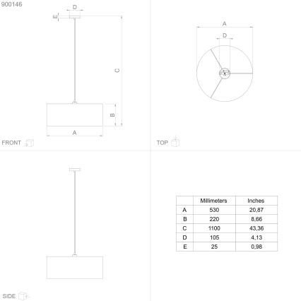 Eglo - Hanglamp aan een koord 1xE27/40W/230V diameter 53 cm