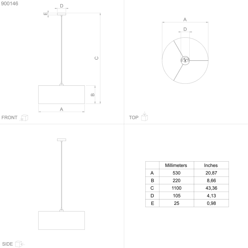 Eglo - Hanglamp aan een koord 1xE27/40W/230V diameter 53 cm