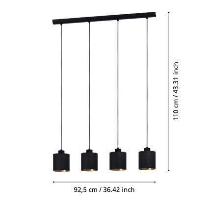 Eglo - Hanglamp aan een koord 4xE27/28W/230V