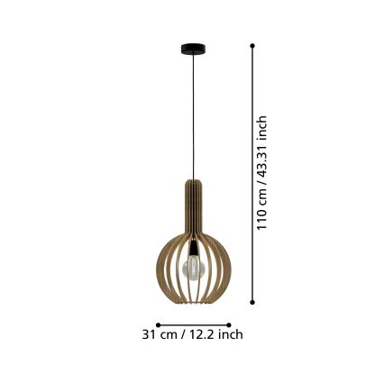 Eglo - Hanglamp aan kabel 1xE27/40W/230V Ø 31 cm beige