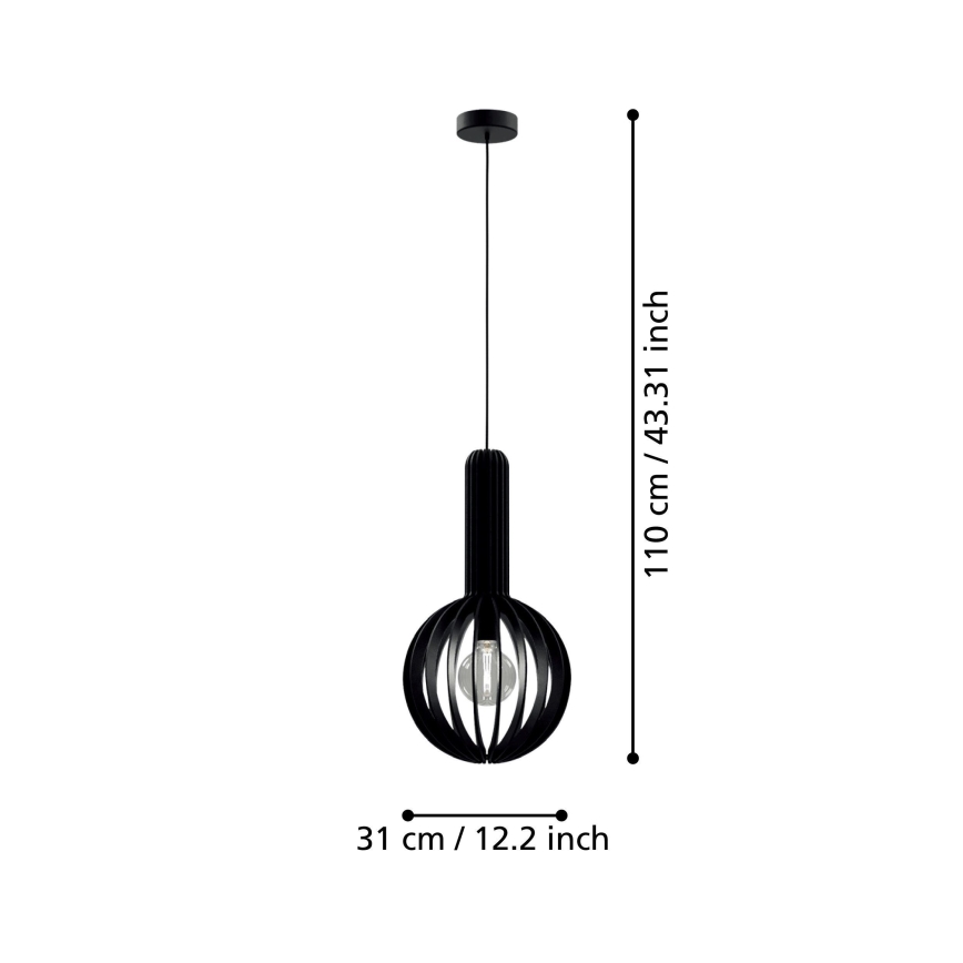 Eglo - Hanglamp aan kabel 1xE27/40W/230V Ø 31 cm zwart