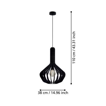 Eglo - Hanglamp aan kabel 1xE27/40W/230V pr. 38 cm zwart