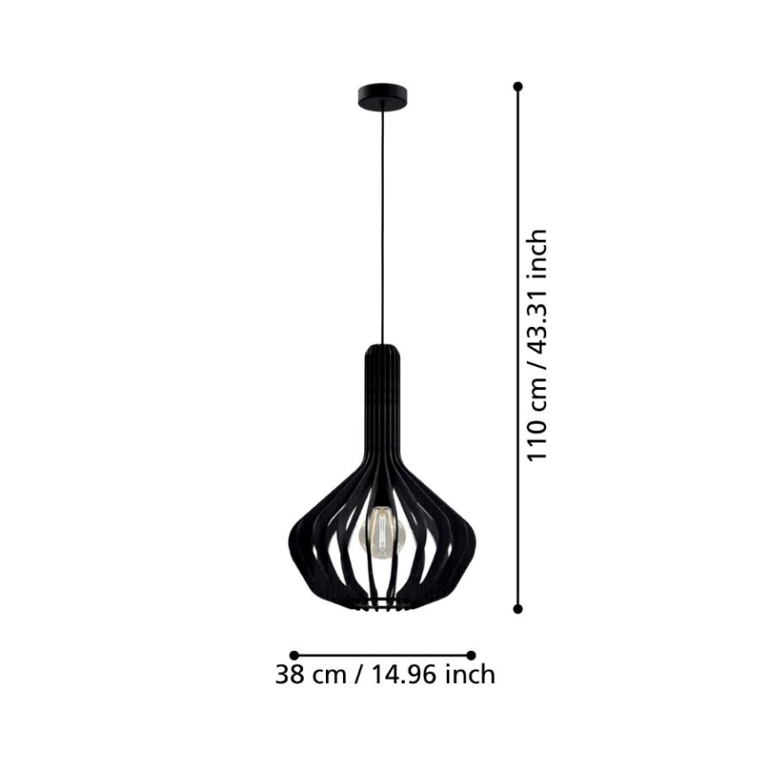 Eglo - Hanglamp aan kabel 1xE27/40W/230V pr. 38 cm zwart