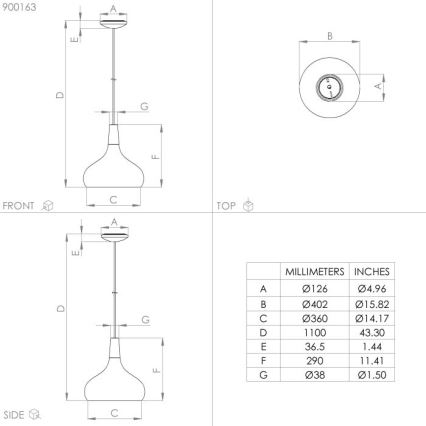 Eglo - Hanglamp aan kabel 1xE27/40W/230V Ø 40 cm