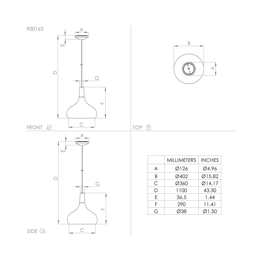 Eglo - Hanglamp aan kabel 1xE27/40W/230V Ø 40 cm