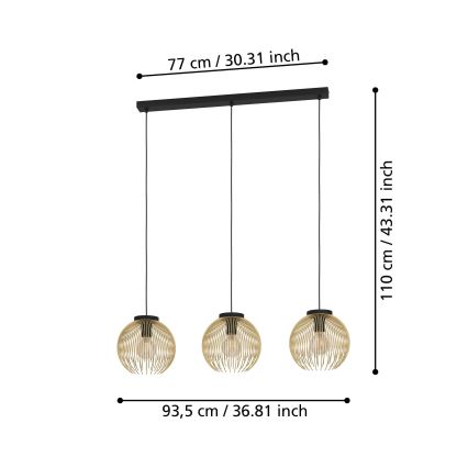 Eglo - Hanglamp aan een koord 3xE27/40W/230V