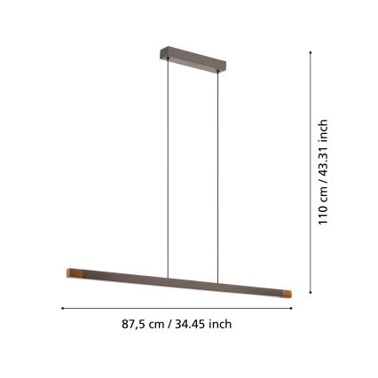Eglo - Dimbare LED hanglamp aan een koord LED/18W/230V 3000K