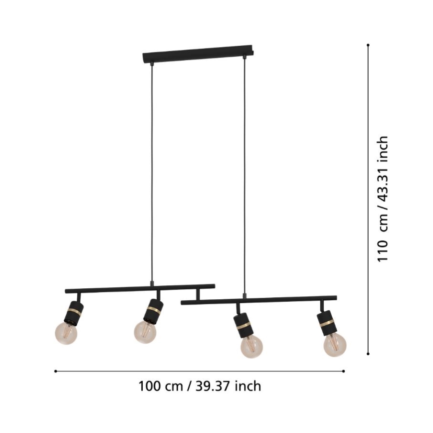 Eglo - Hanglamp aan kabel 4xE27/10W/230V
