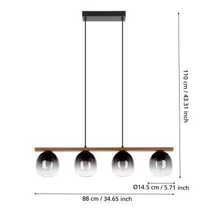 Eglo - Hanglamp aan kabel 4xE27/40W/230V
