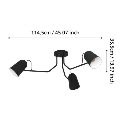 Eglo - Plafondlamp 3xE27/25W/230V