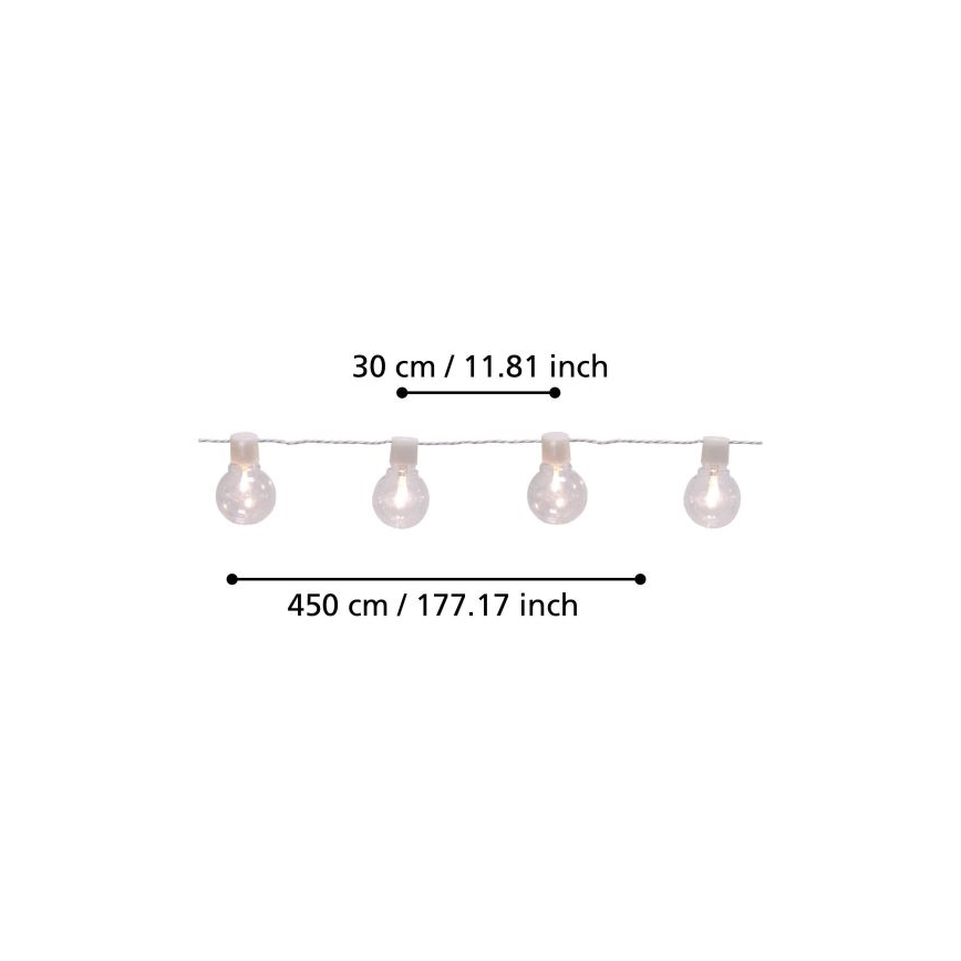 Eglo - Decoratieve LED Lichtketting voor buiten 16xLED/0,064W/24V IP44 wit