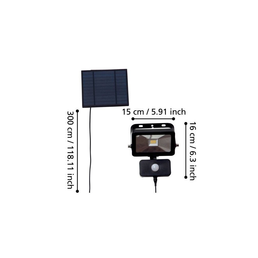 Eglo - Solar LED Schijnwerper met Sensor 15xLED/0,03W/3,7V 2600 mAh IP44