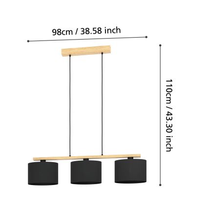 Eglo - Hanglamp aan een koord 3xE27/40W/230V