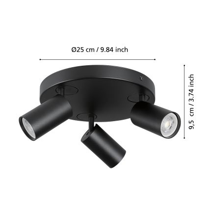 Eglo - LED RGBW dimbare spot 3xGU10/4,9W/230V zwart