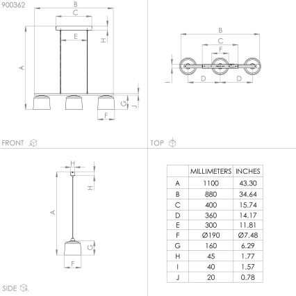 Eglo - Hanglamp aan een koord 3xE27/40W/230V