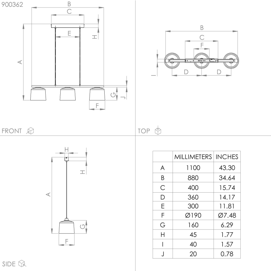 Eglo - Hanglamp aan een koord 3xE27/40W/230V