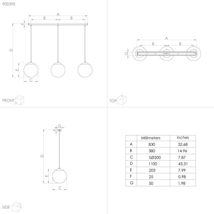 Eglo - Hanglamp aan kabel 3xE27/40W/230V