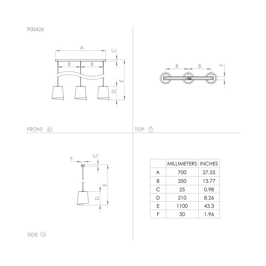 Eglo - Hanglamp aan kabel 3xE27/40W/230V