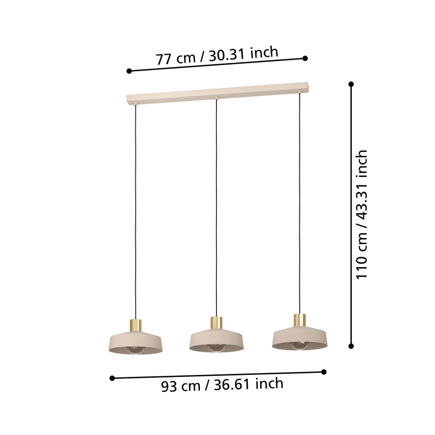 Eglo - Hanglamp aan een koord 3xE27/40W/230V