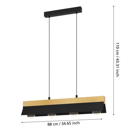 Eglo - Hanglamp aan kabel 4xE27/40W/230V
