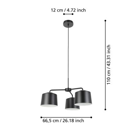 Eglo - Hanglamp aan een koord 3xE27/40W/230V