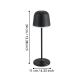 Eglo - LED Dimbaar buitenshuis rechargeable lamp LED/2,2W/5V 1800 mAh zwart IP54