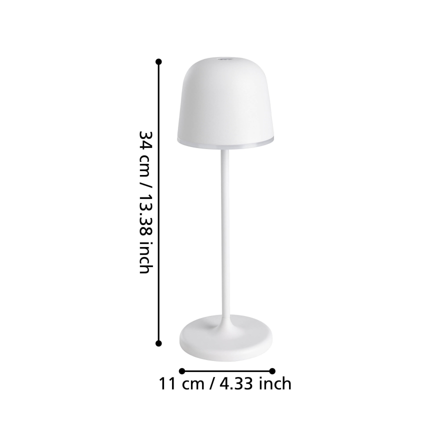 Eglo - Dimbare LED oplaadbare buitenlamp LED/2,2W/5V 1800 mAh grijs IP54
