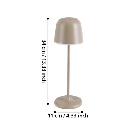 Eglo - LED Dimbaar buitenshuis rechargeable lamp LED/2,2W/5V 1800mAh beige IP54