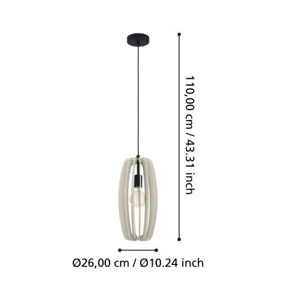 Eglo - Hanglamp aan kabel 1xE27/40W/230V crème