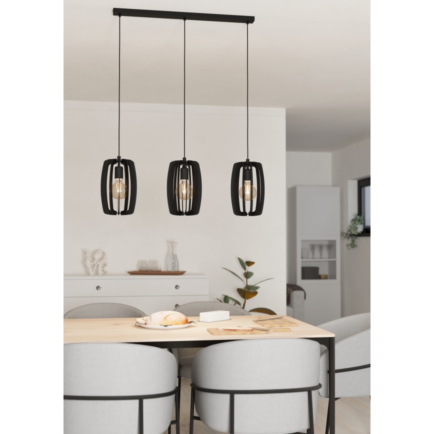 Eglo - Hanglamp aan kabel 3xE27/40W/230V zwart