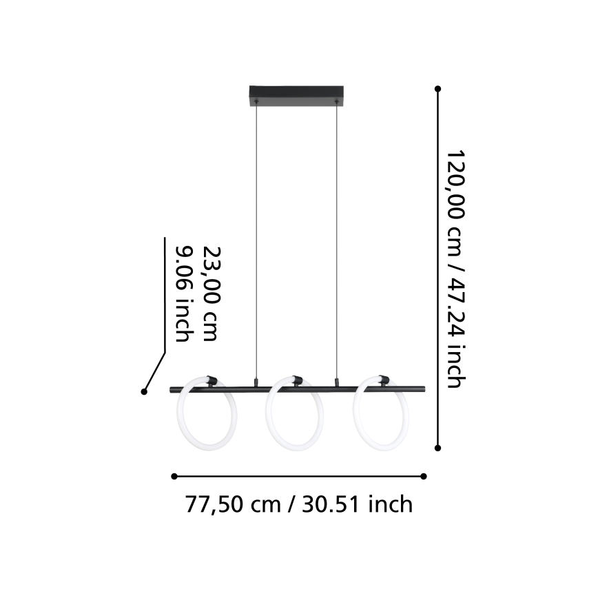 Eglo - LED hanglamp aan kabel 3xLED/9W/230V