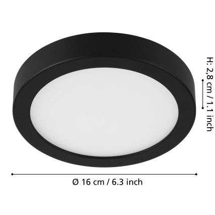 Eglo - LED dimbare plafondlamp LED/11W/230V zwart