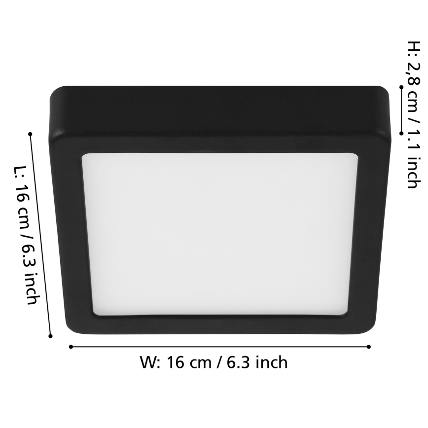 Eglo - LED dimbare plafondlamp LED/11W/230V zwart