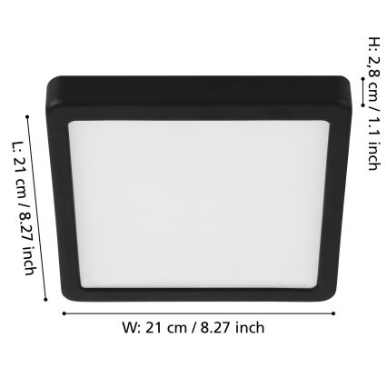 Eglo - LED dimbare plafondlamp LED/17W/230V zwart