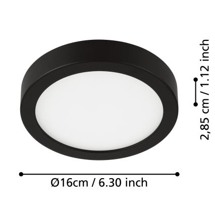 Eglo - LED Badkamerplafondlamp LED/11W/230V IP44 zwart