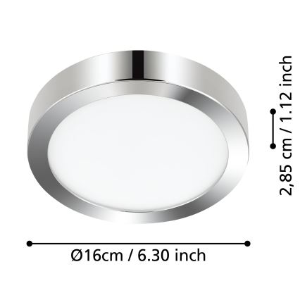 Eglo - LED badkamerplafondlamp LED/11W/230V IP44 glanzend chroom Ø 16 cm
