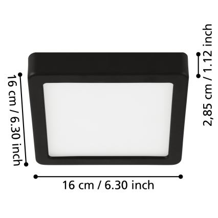 Eglo - LED Badkamerplafondlamp LED/11W/230V IP44 zwart