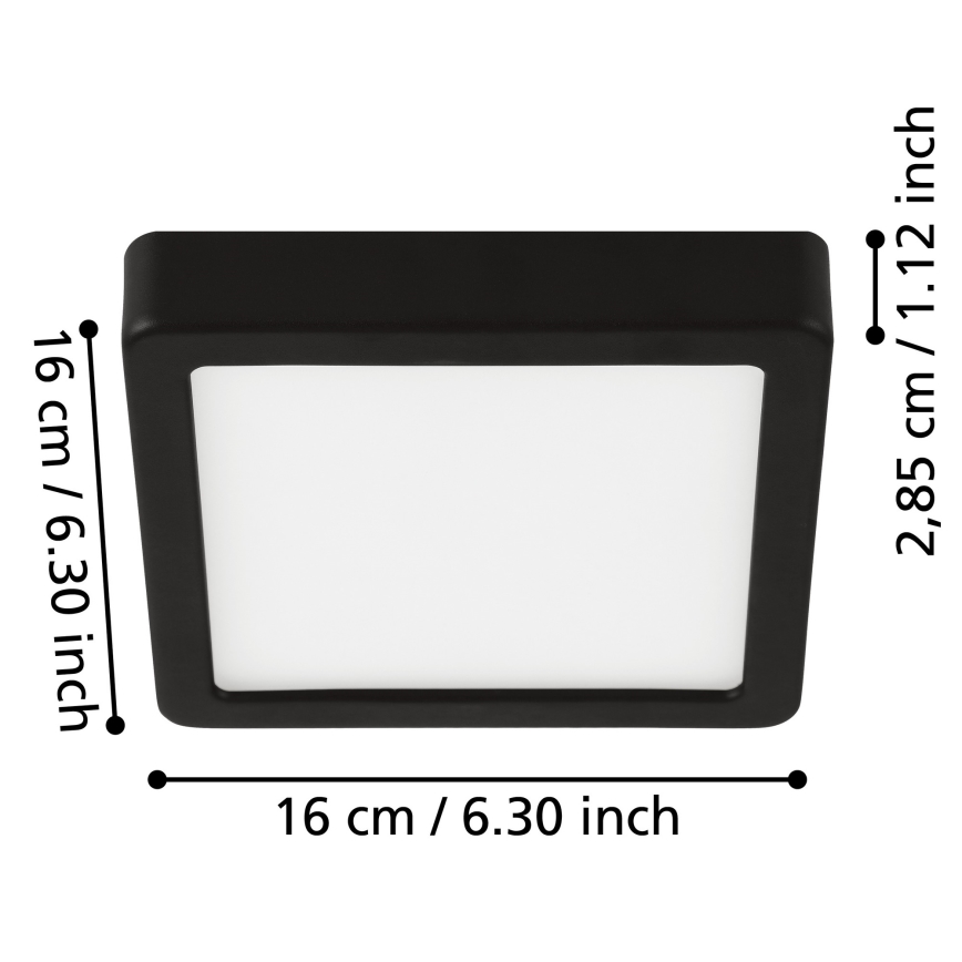 Eglo - LED plafondlamp voor badkamer LED/11W/230V IP44 zwart 16x16 cm