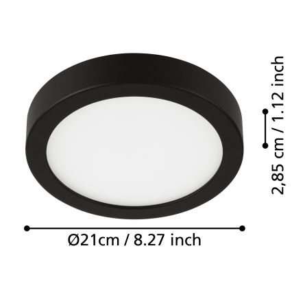 Eglo - LED Badkamerplafondlamp LED/17W/230V IP44 zwart