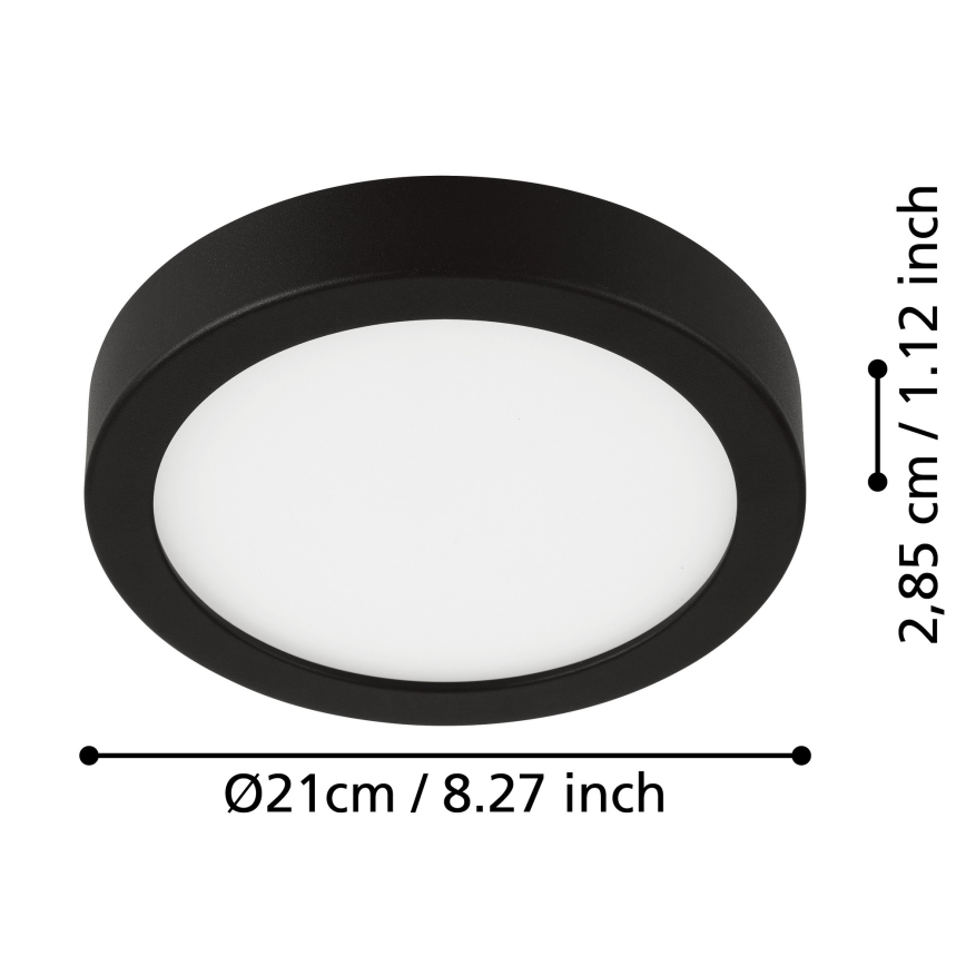 Eglo - LED Badkamerplafondlamp LED/17W/230V IP44 zwart